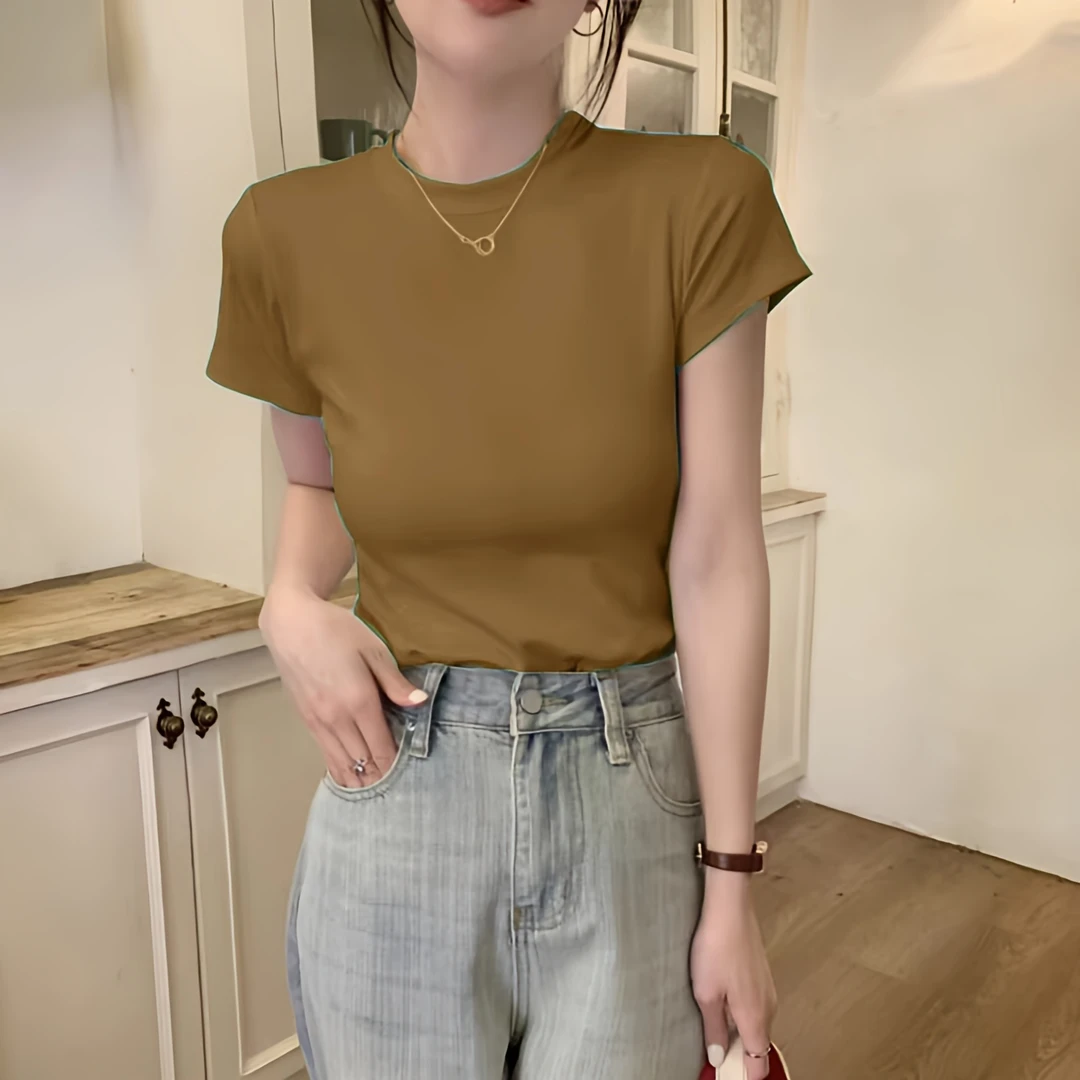 独特设计街头高级感短袖T恤女夏季简约修身显瘦百搭圆领上衣潮