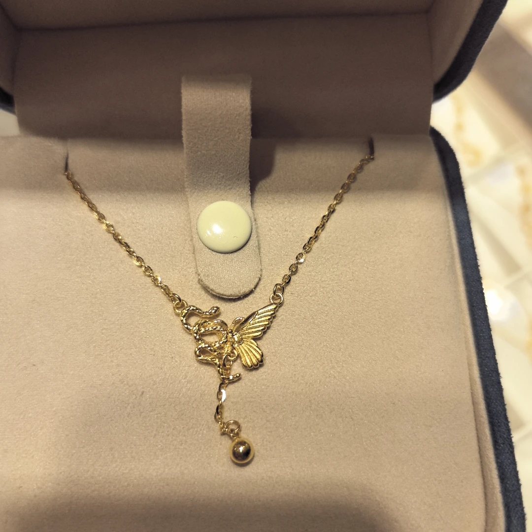 足金999.9精品蛇蝴蝶光珠套链【不支持七天无理由退】