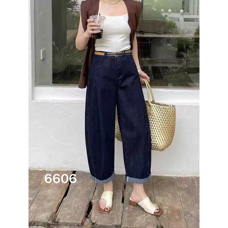 【思思精选】夏季韩版印花显瘦时尚百搭休闲潮款牛仔阔腿裤KZ023#