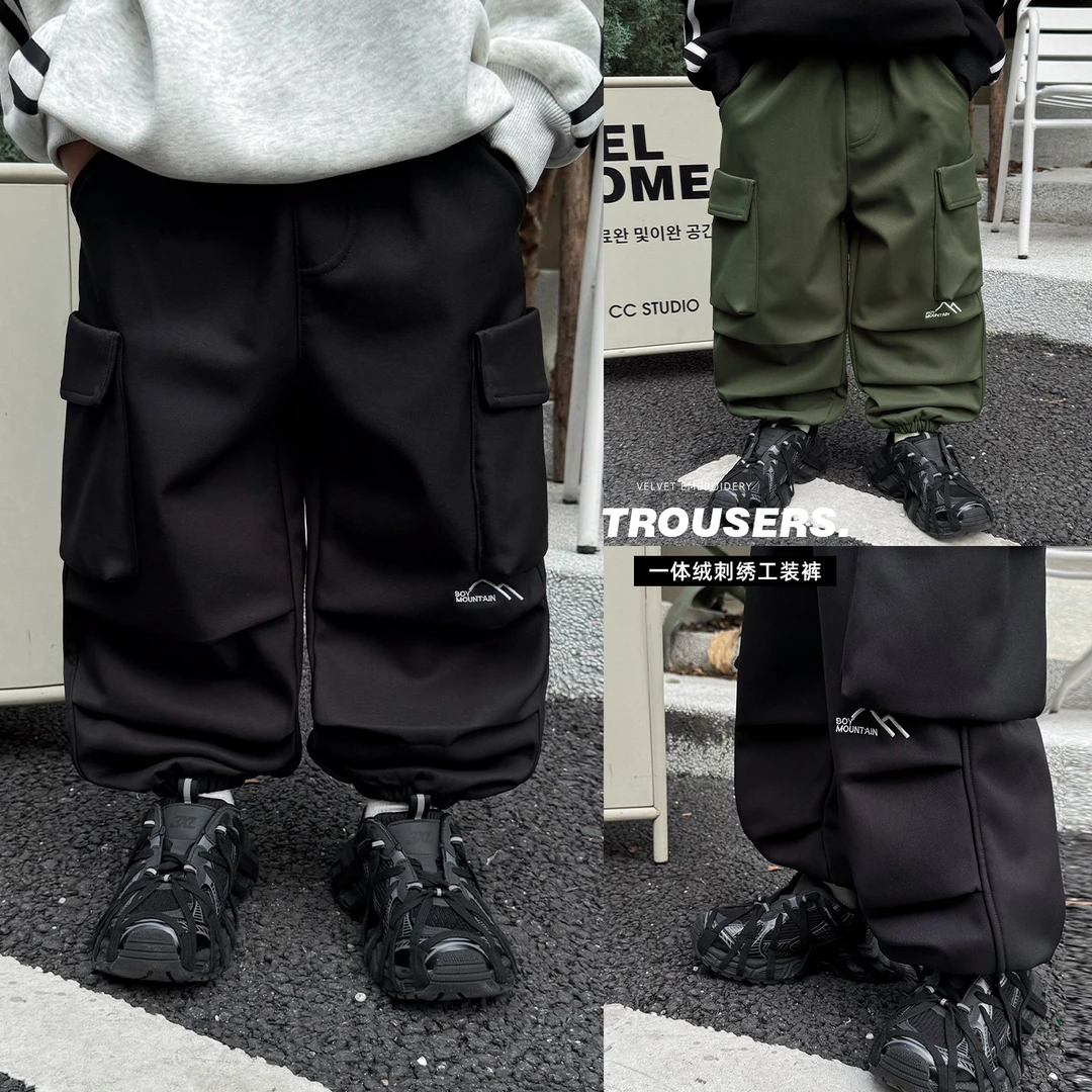 【Q】绣花打杆工装裤FD013