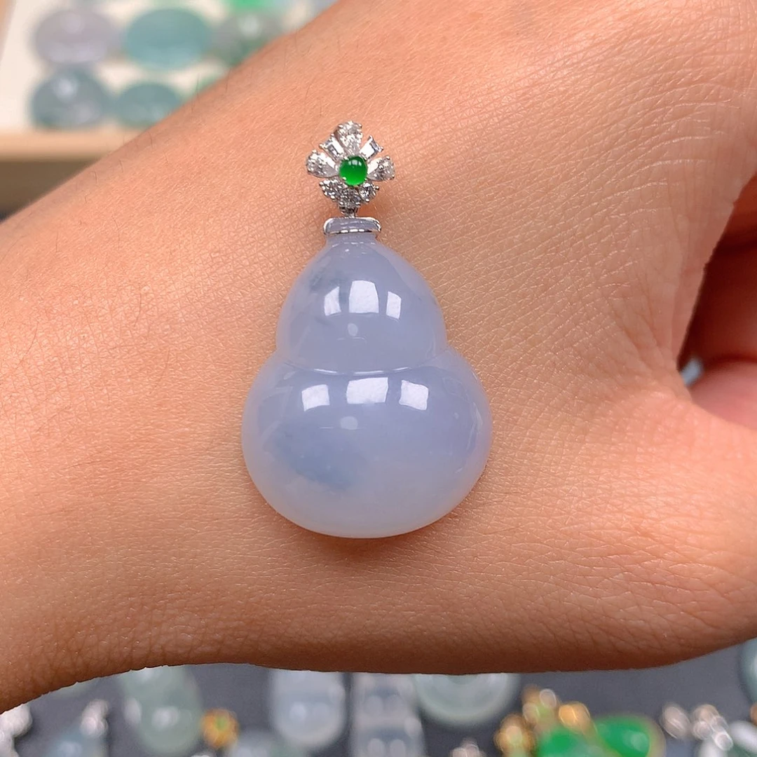 吊坠(不含链)18K金镶嵌翡翠