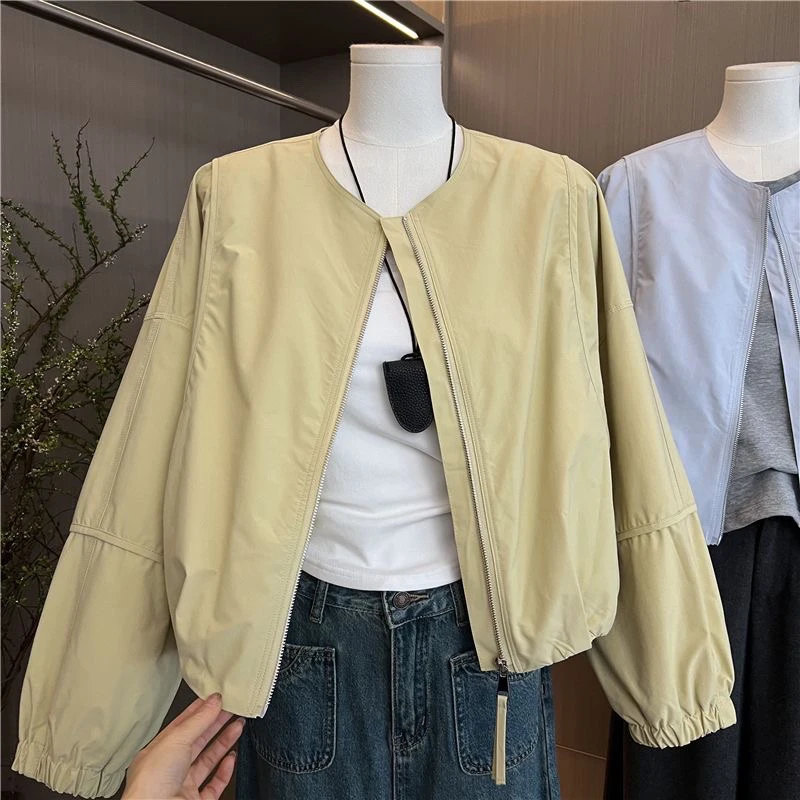 【极简纯色】立领短款棒球服女休闲气质夹克外套2025早春