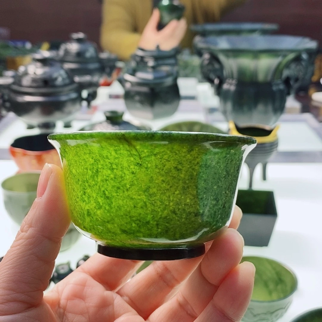 和田玉（青玉）摆件未镶嵌下***