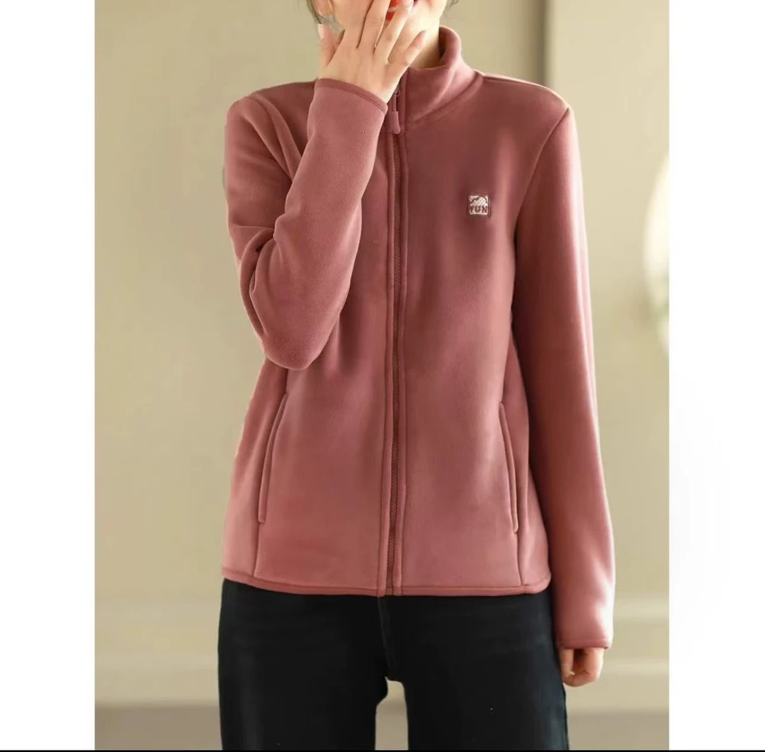 女款云感摇粒绒防风外套-蜜酱红