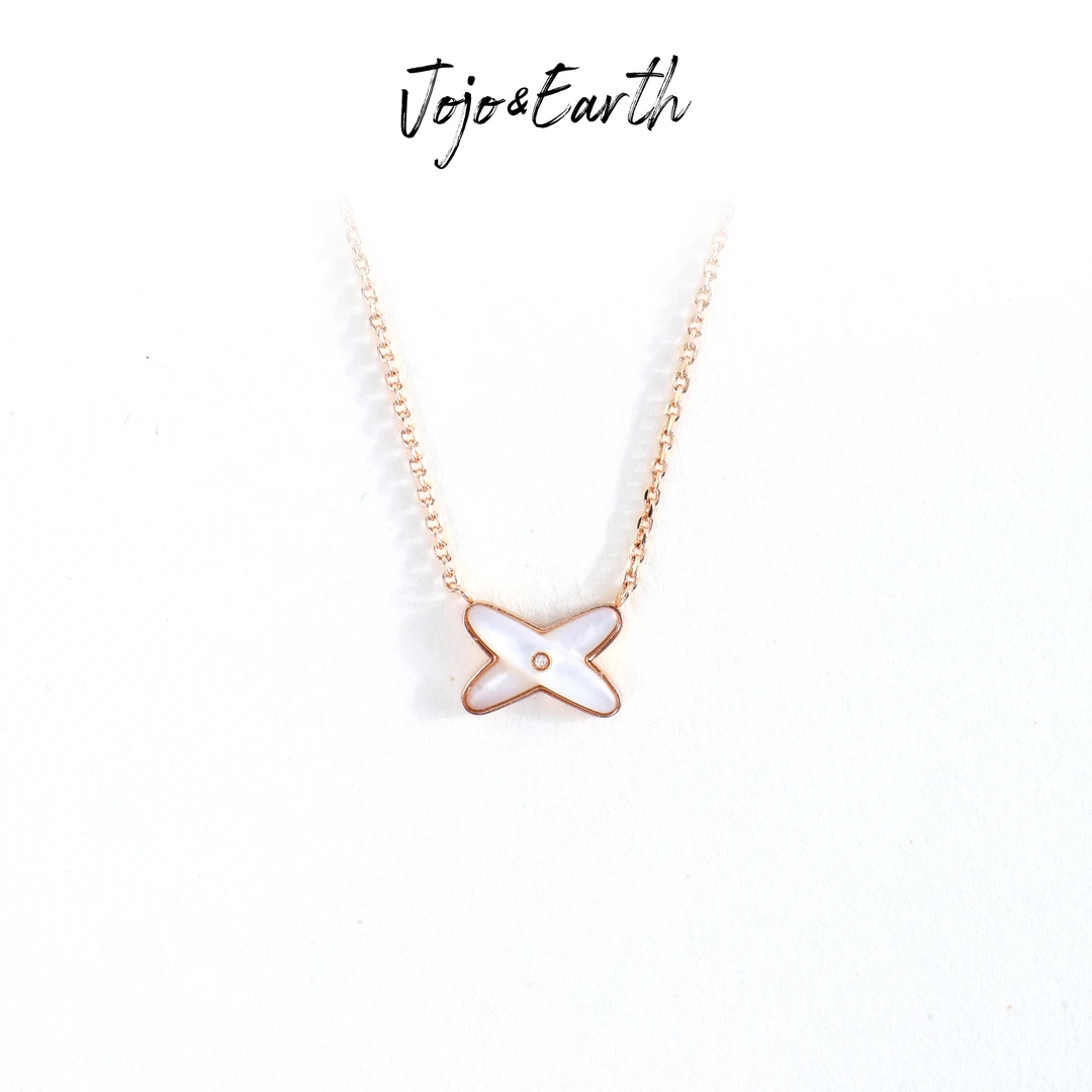 铜合金项链 A05  尚X 白贝交叉 时尚项链