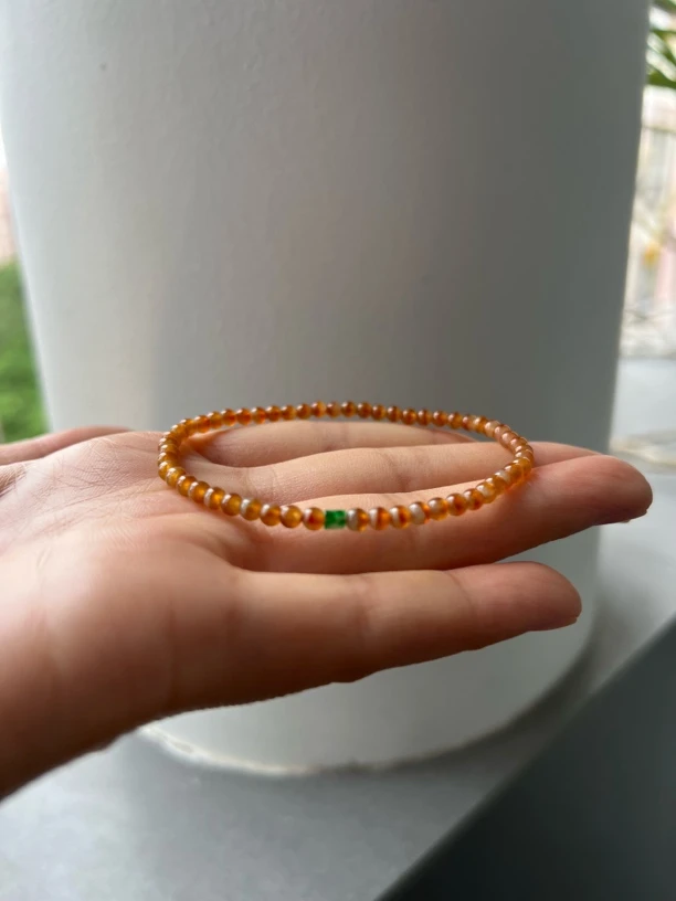 聚宝盆黄翡小米珠手串（卡3.3mm）·天然无烧黄翡小米珠·小而精