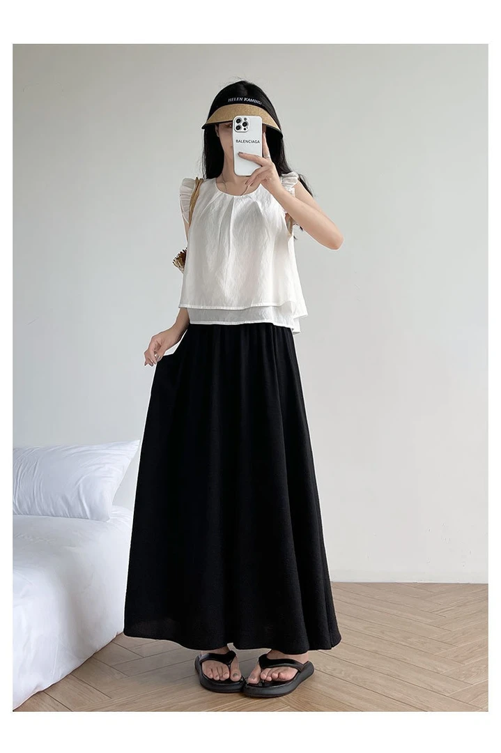 韩版裙裤白色显瘦阔腿裤夏季日系阔腿百搭休闲裤纯色高腰垂感