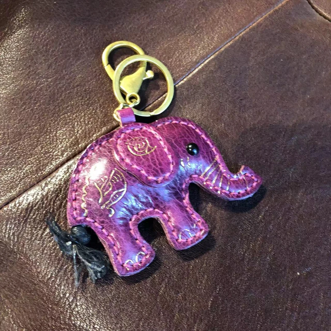 制道手工吉象挂件钥匙扣牛皮创意