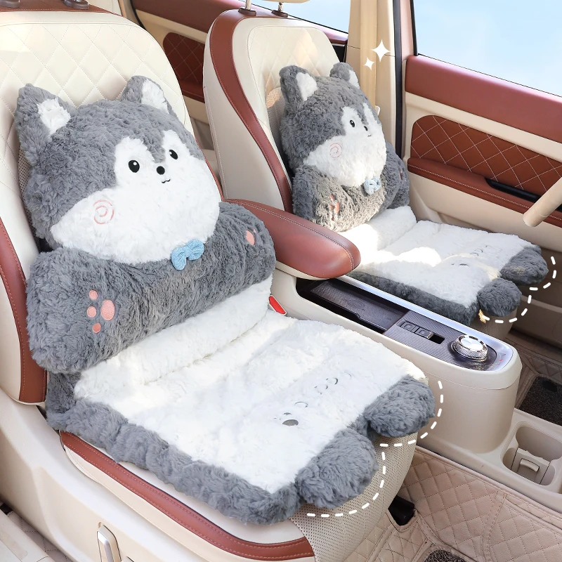 汽车坐垫冬季毛绒单片座椅垫女士车载加热座垫四季通用一体式车垫