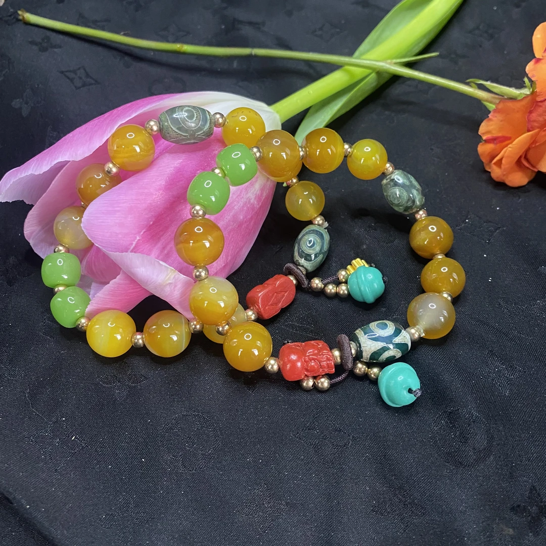 【玉合缘】天然精品玛瑙玉髓貔貅多宝手串-多样性发一 1049