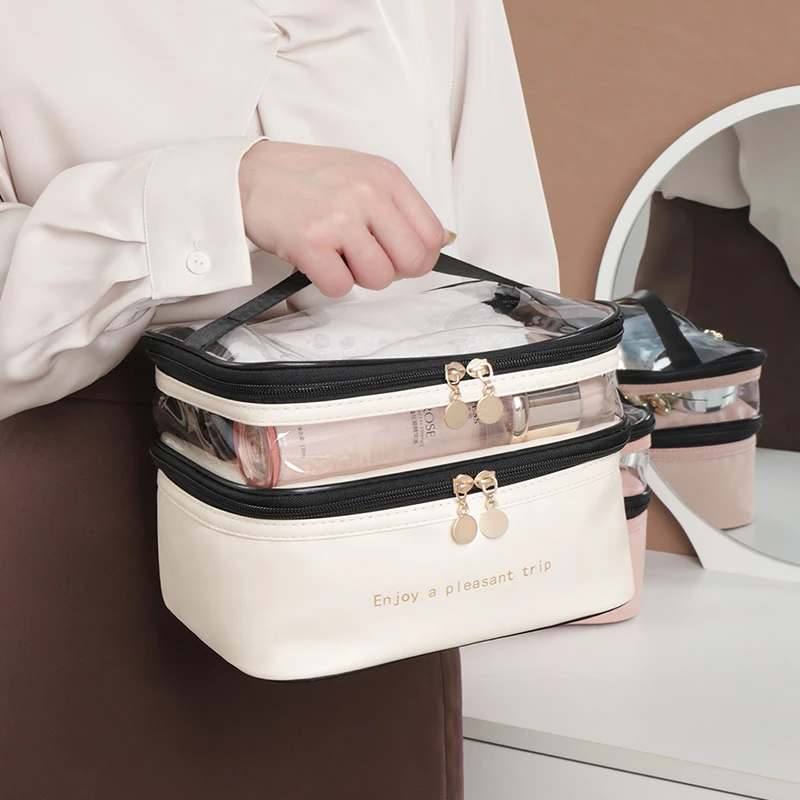 大容量男双层洗漱包女手提便携化妆箱多层分类收纳包高级感化妆包