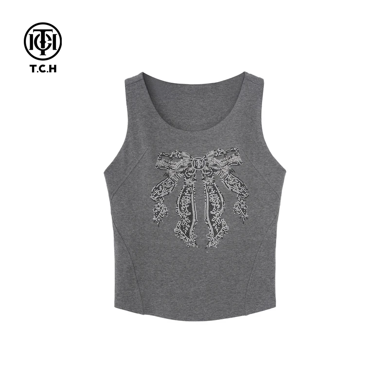 下架-TCH私服烫钻工艺蝴蝶结通勤休闲背心女T75A03E5016