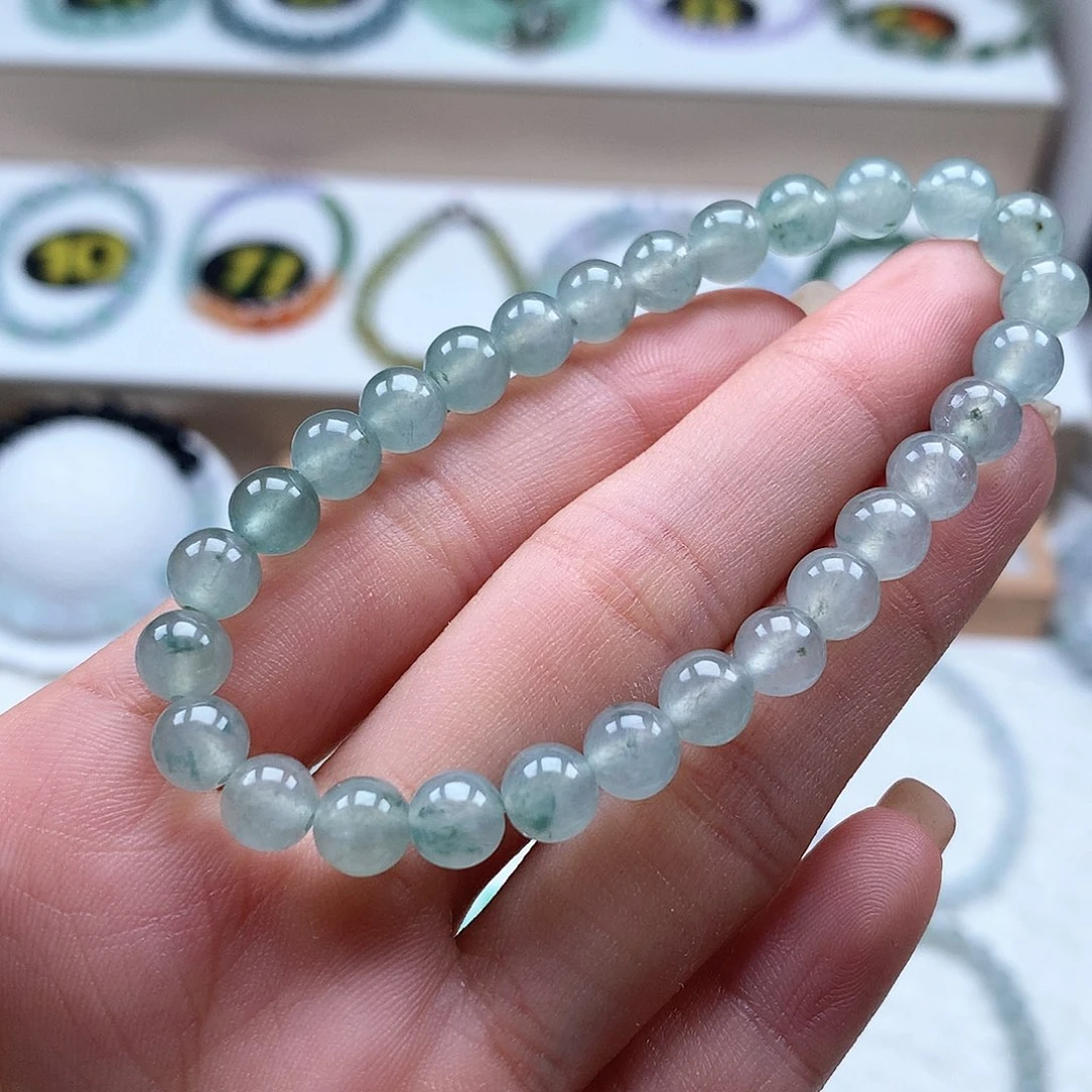 翡翠未镶嵌手串冰飘花6.5