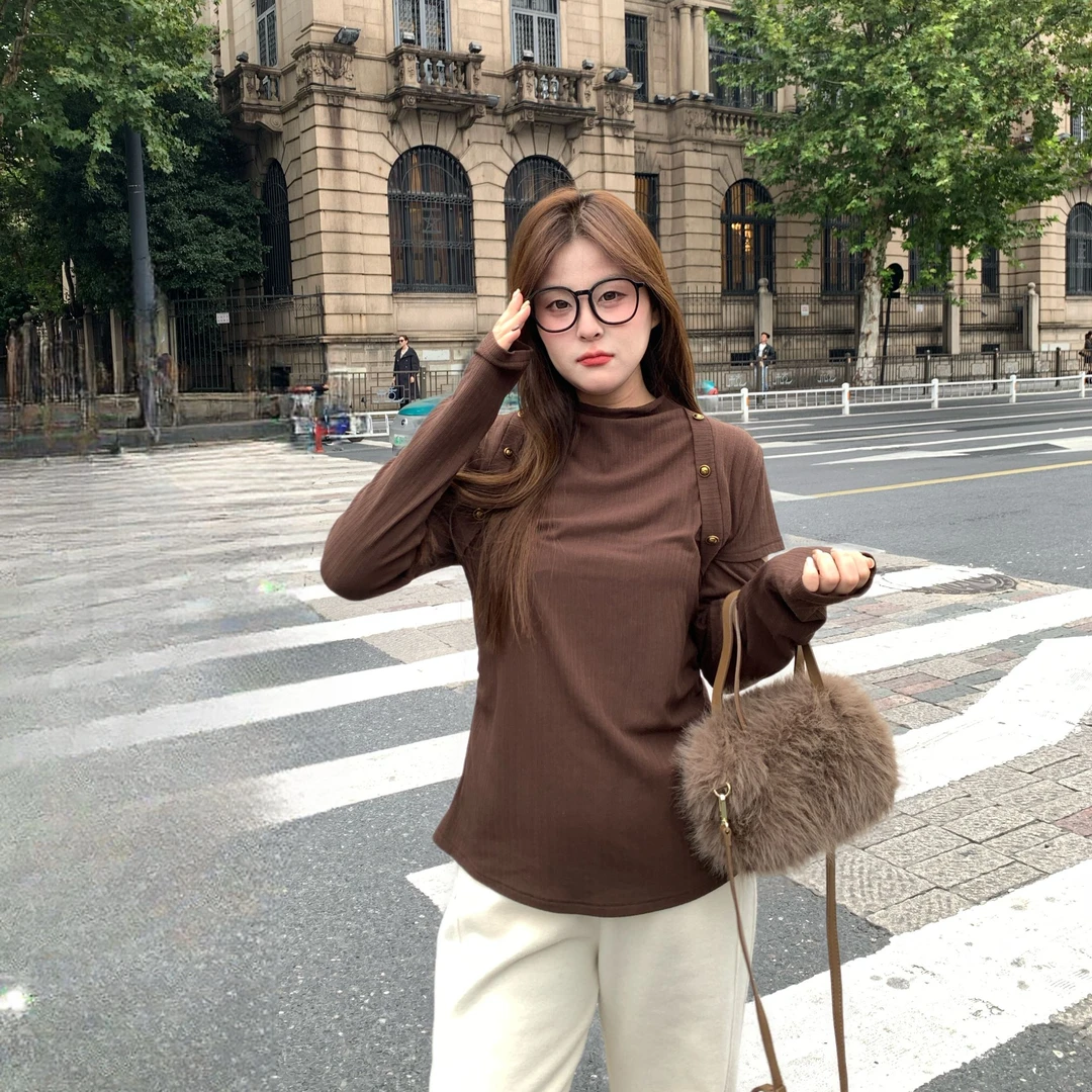 盈盈&南岛风大码女装设计感打底衫女冬季显瘦百搭针织衫ZYY2653