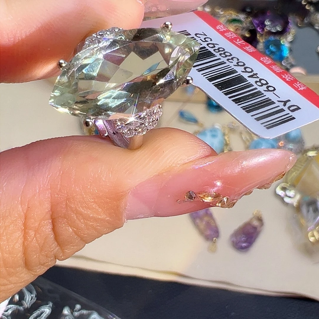 绿水晶珠宝半成品银S925镶嵌