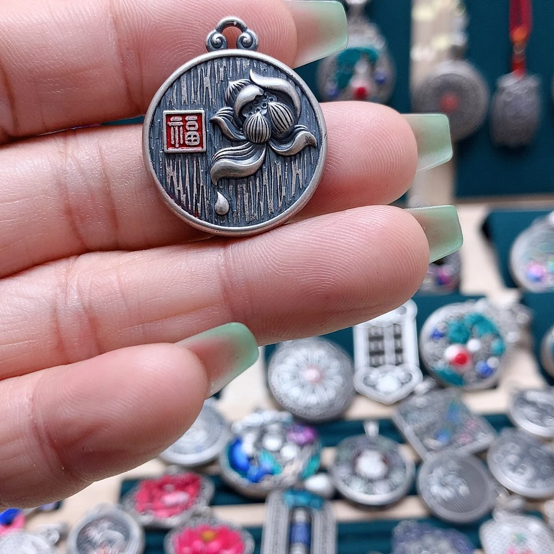 足银玻璃足银小吊坠