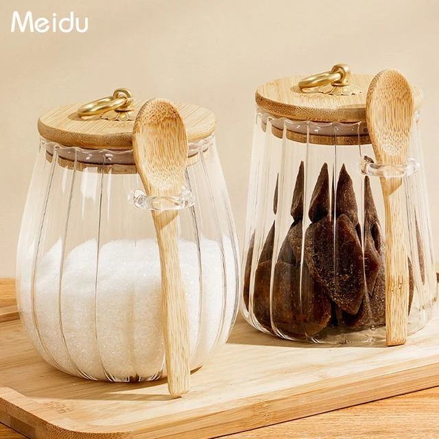 糖罐白糖储存罐家用高颜值装冰红糖的罐子厨房储物密封玻璃罐带勺