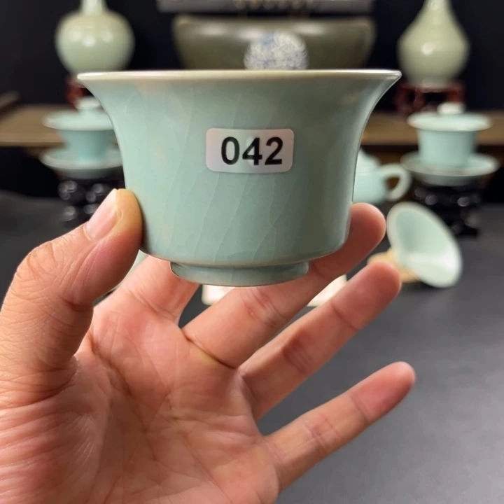 瓷片仿古釉汝官窑马蹄杯042号