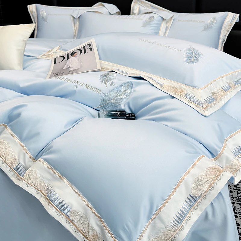 新款高档轻奢A类全棉纯棉刺绣四件套100%全棉柔软亲肤舒适助眠