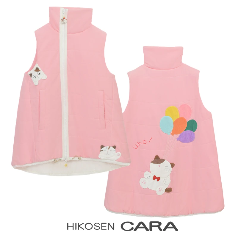 HIKOSEN CARA卡拉猫气球猫长款棉马甲时尚娃娃款宽松夹棉立领马夹