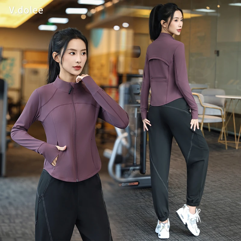 秋冬款女士瑜伽套装户外防风保暖休闲运动套装健身跑步训练服1458