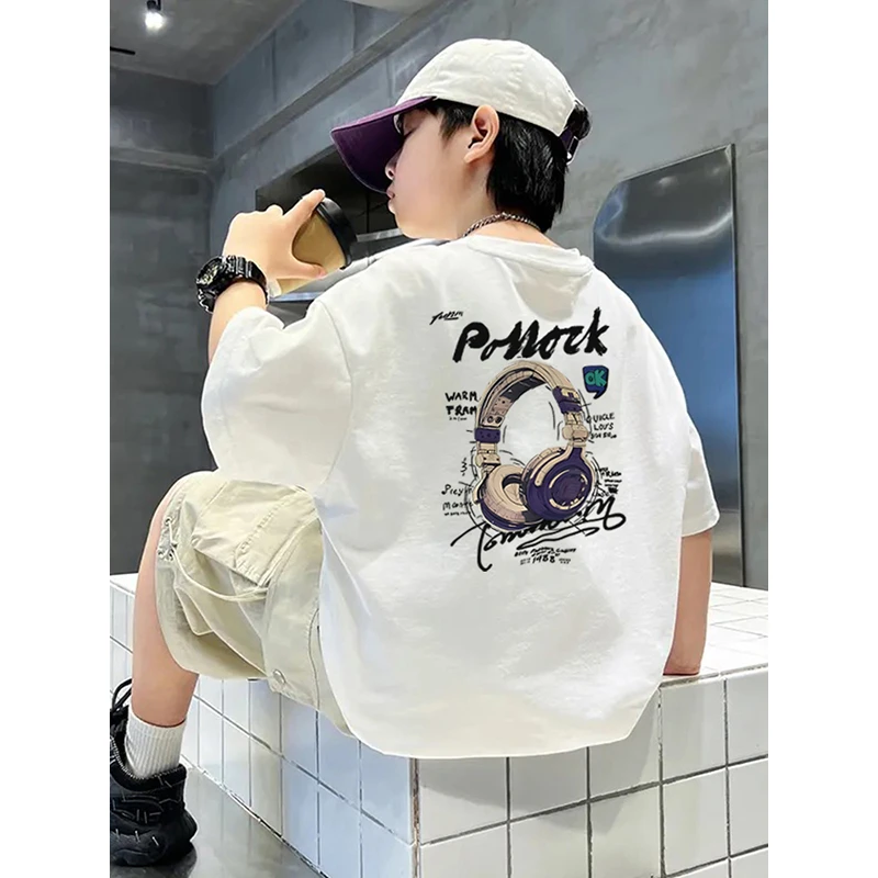 男童短新款短袖T恤儿童纯棉夏季童装中大童男孩帅气上衣潮T打底