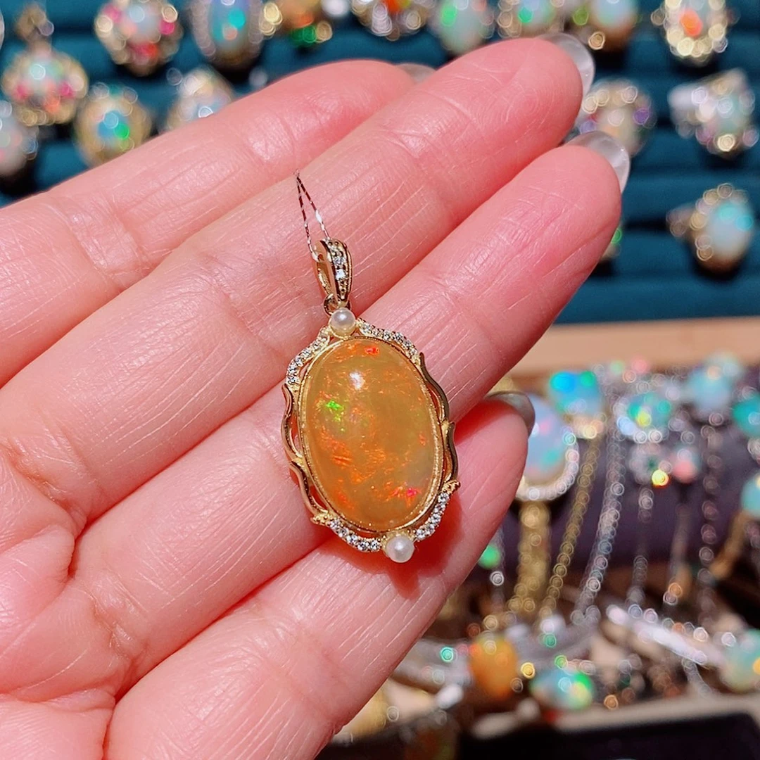 欧泊银S925镶嵌吊坠