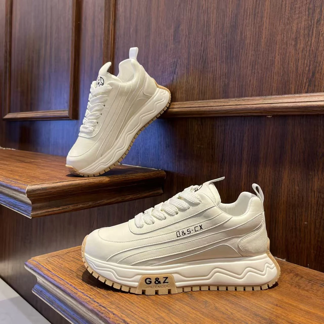 男鞋2025拼色时尚百搭厚底秋冬季休闲运动鞋低帮系带潮流男生鞋子