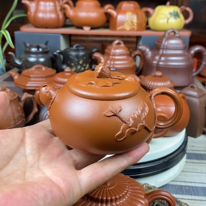 紫砂茶壶莲蓬220cc原矿赵庄朱泥特价