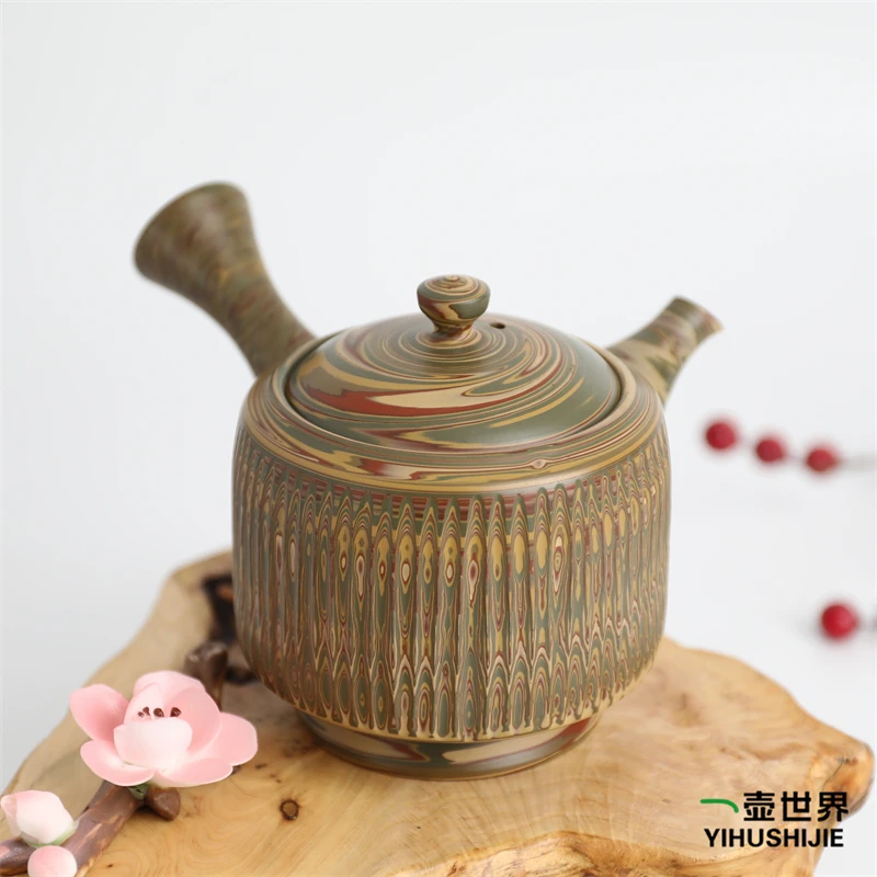 常滑烧急须 仙松 练泥 270ml 纯手工日式紫砂侧把陶茶壶