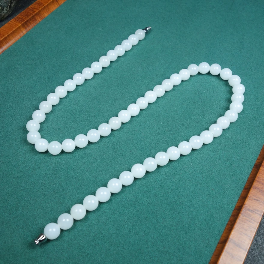 和田玉精美白玉圆珠卡8项链女神链妈妈链