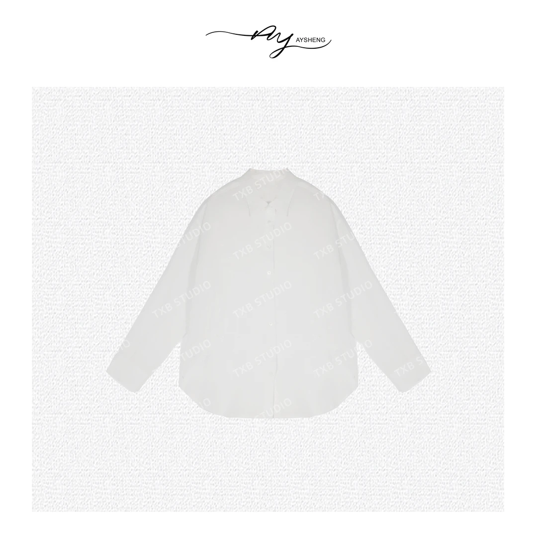 TXB 100%苎麻手工刺绣25新款长袖衬衫XB-7059