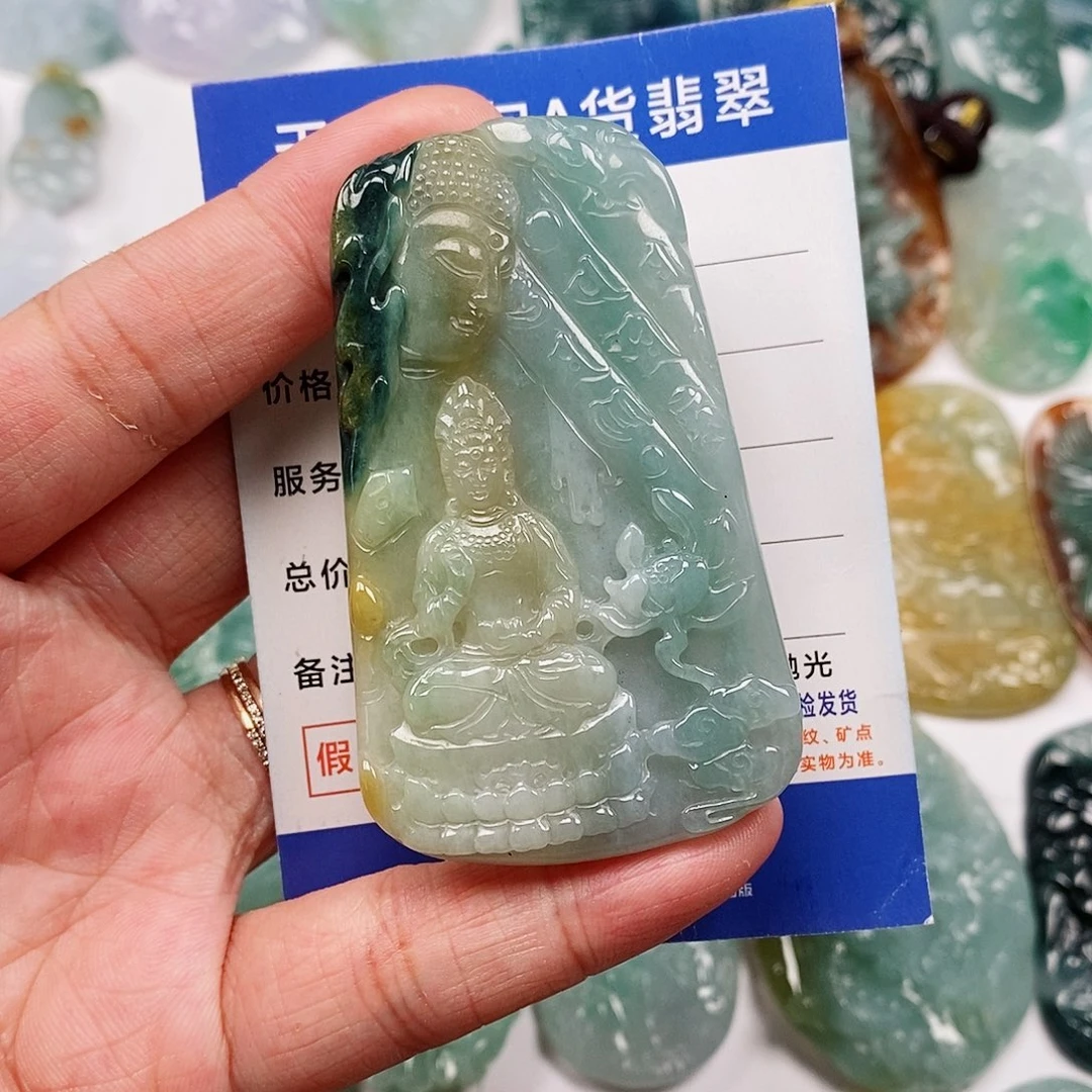 翡翠未镶嵌颈饰观音