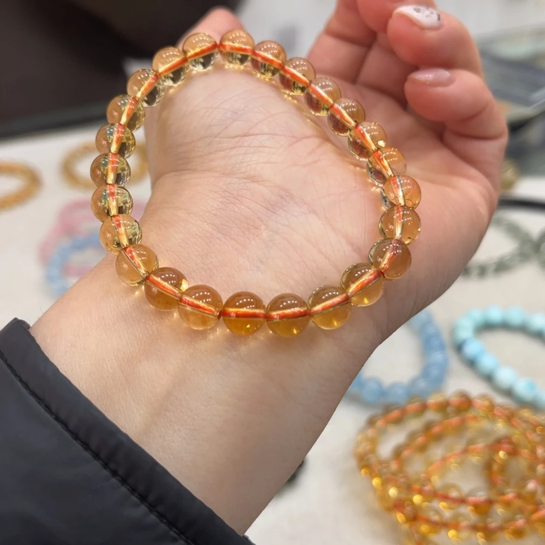 烟晶手链未镶嵌?****o黄水晶手串