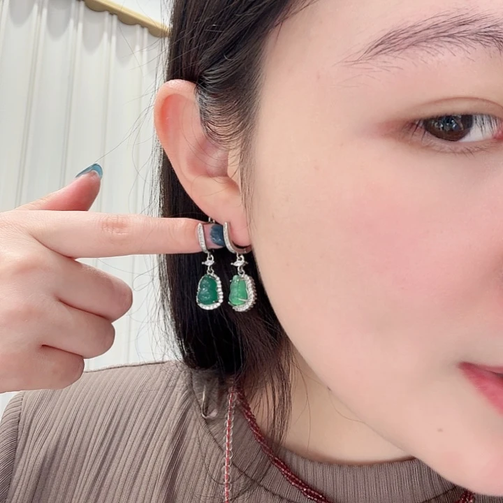 玛瑙/玉髓合金耳钉葫芦mq