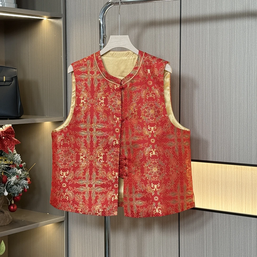 【澜亭絮絮】高定·新中式国风新年款重工女士红色马甲