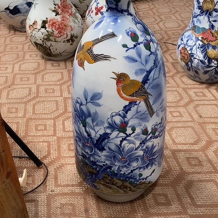银***湖景德镇陶瓷手工手绘花瓶摆件
