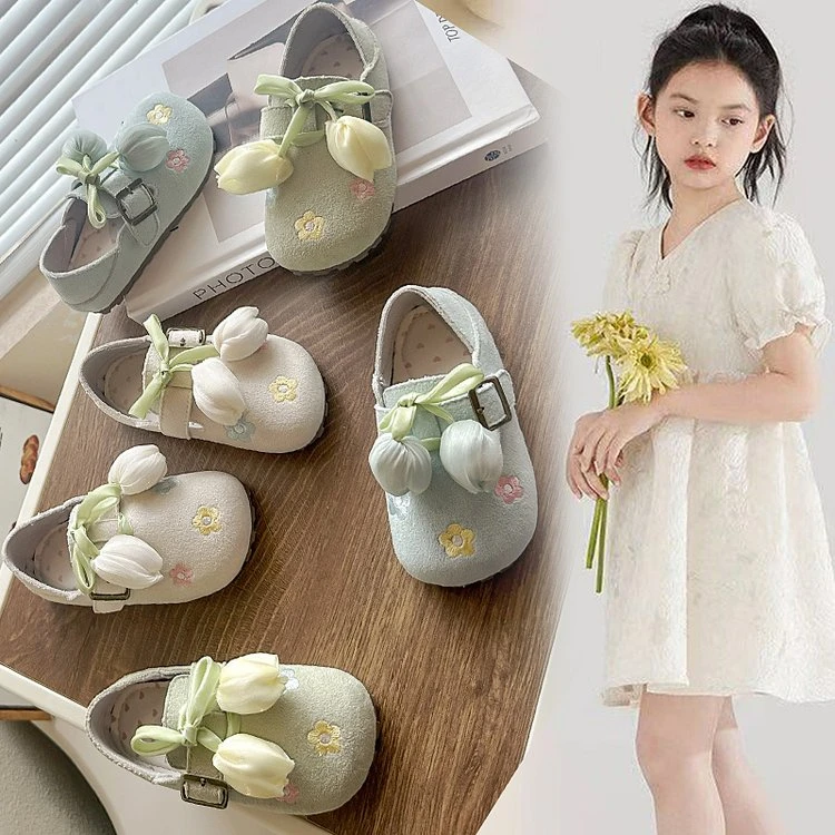 郁金香女童勃肯单鞋秋季新款儿童软底防滑平底小皮鞋女中童公主风