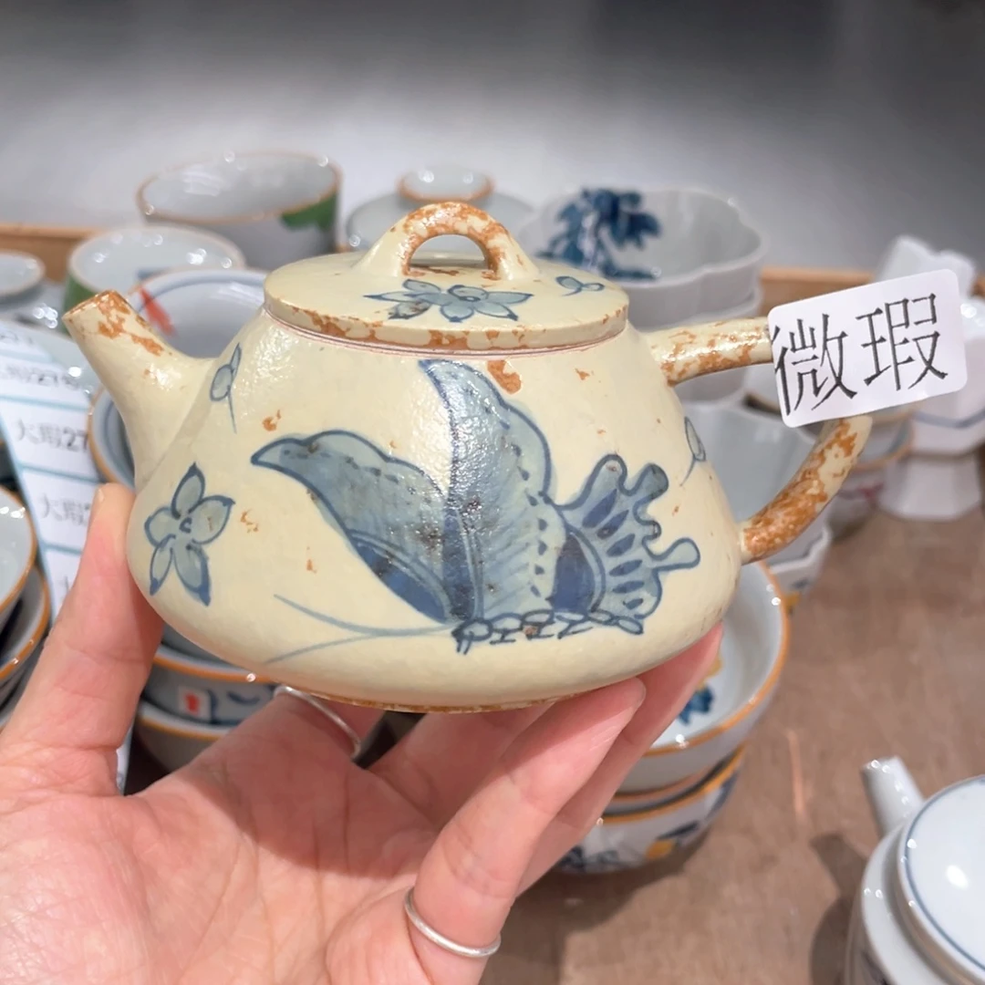 釉下手绘茶具微瑕