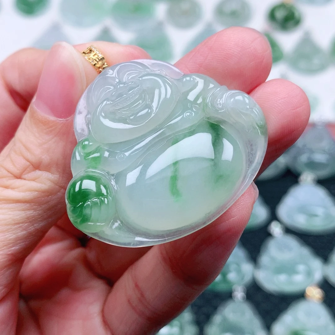 吊坠(不含链)18K金镶嵌翡翠