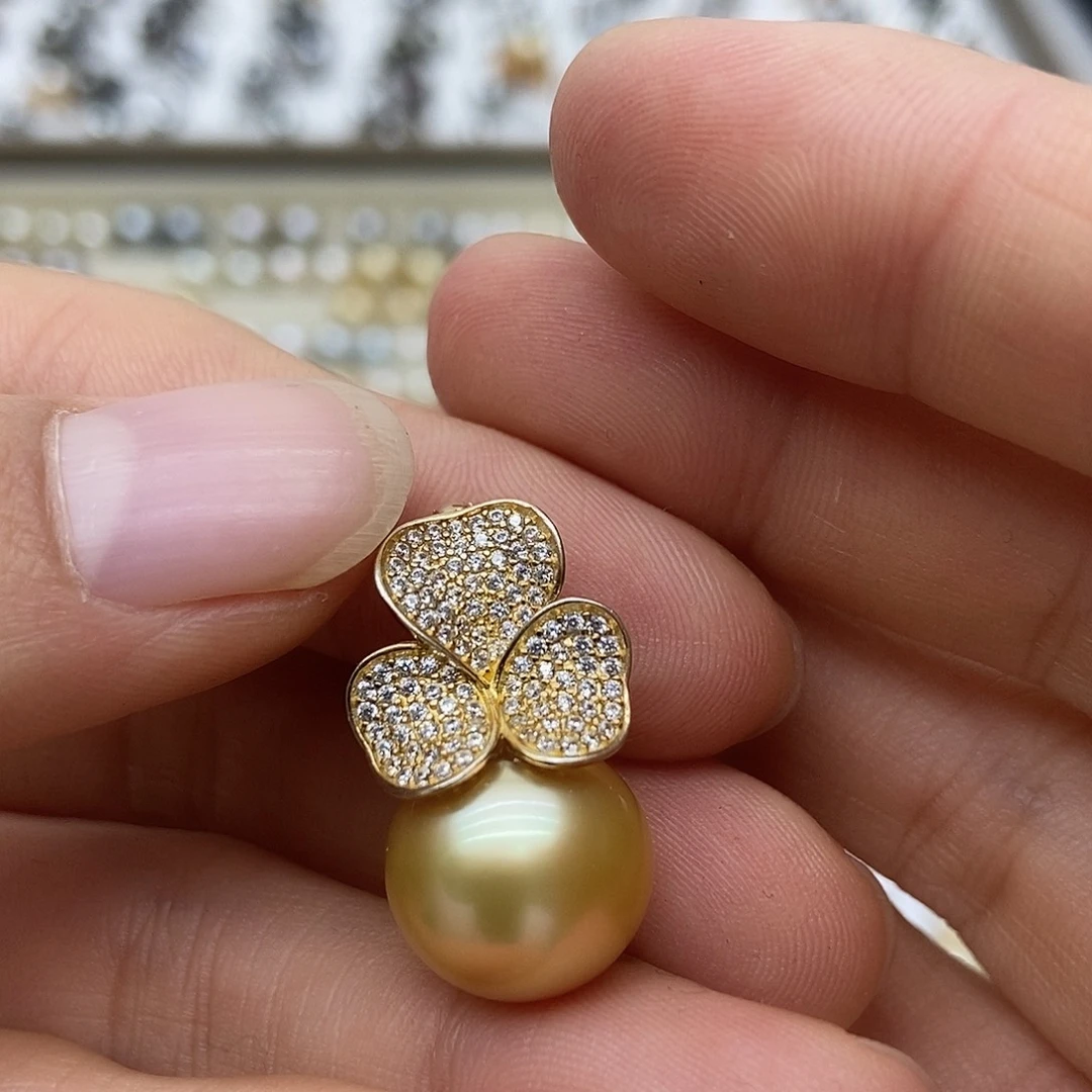 银S925镶嵌海水珍珠吊坠(不含链)