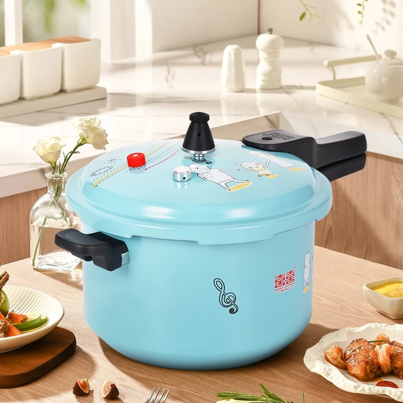 双喜铝合金压力锅彩色不粘高压锅燃气电磁炉通用80KPA煲汤炖肉