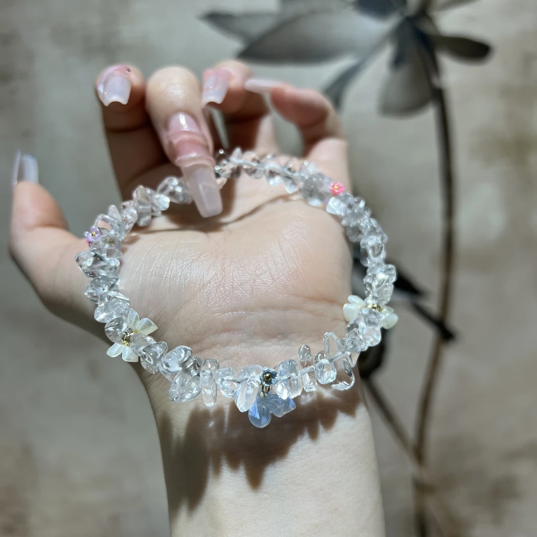 【月月家】BL003天然水晶 原创白水晶碎石手串 多样性发其一