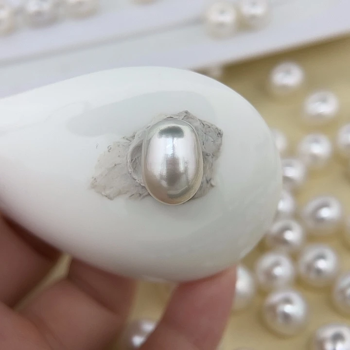 海水珍珠未镶嵌颈饰10.3*14.5 澳白 椭圆Ｈ０