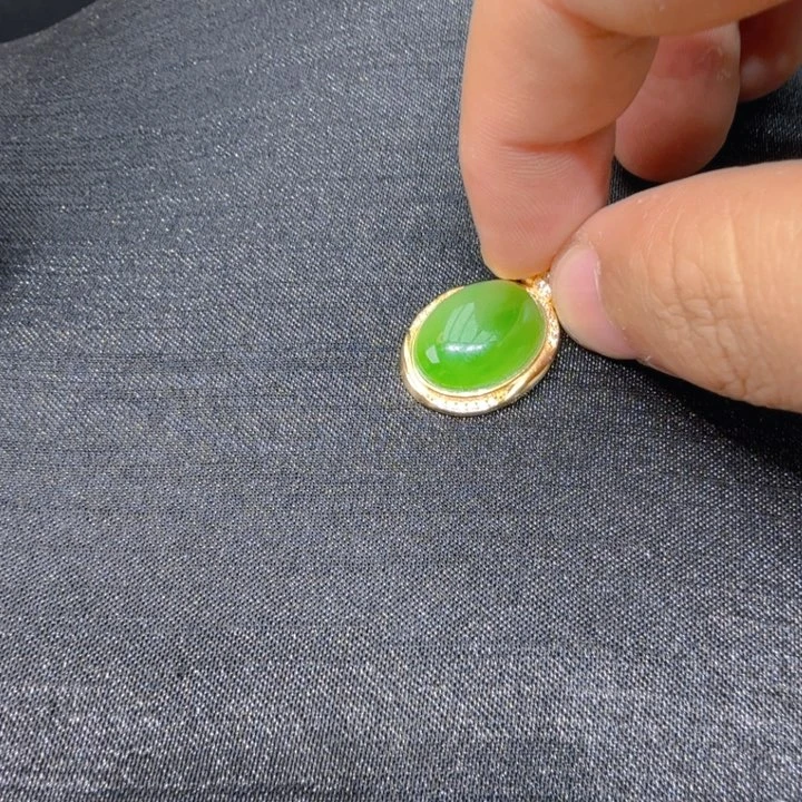 和田玉（碧玉）颈饰银S925镀金镶嵌