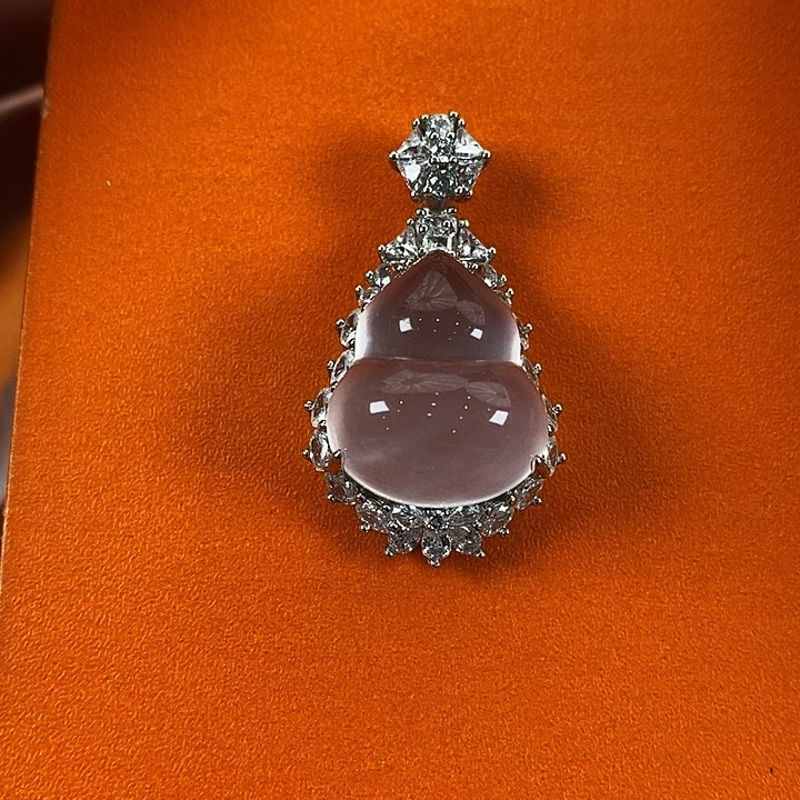 石英质玉银S925镀金镶嵌颈饰