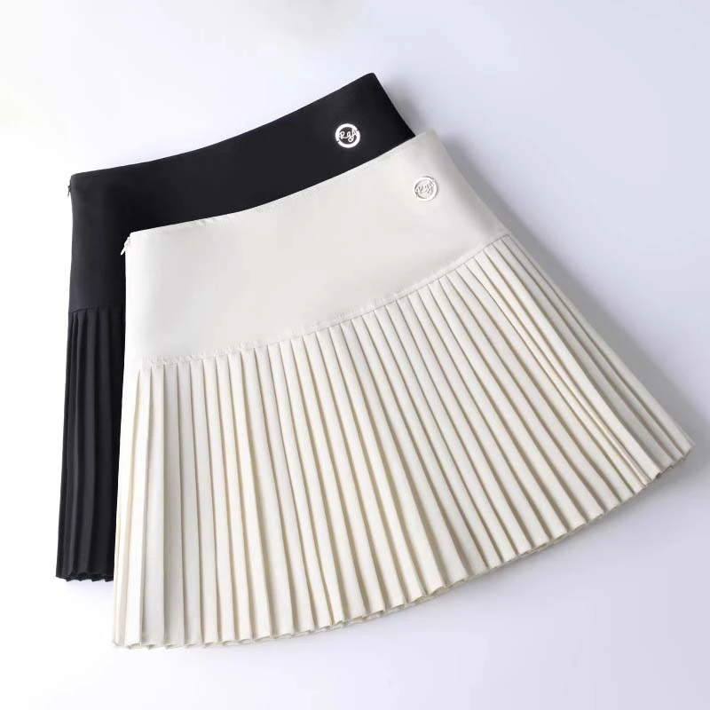 拉夏贝尔 a字西装百褶短裙女2025春夏新款高腰显瘦百搭学院半身裙
