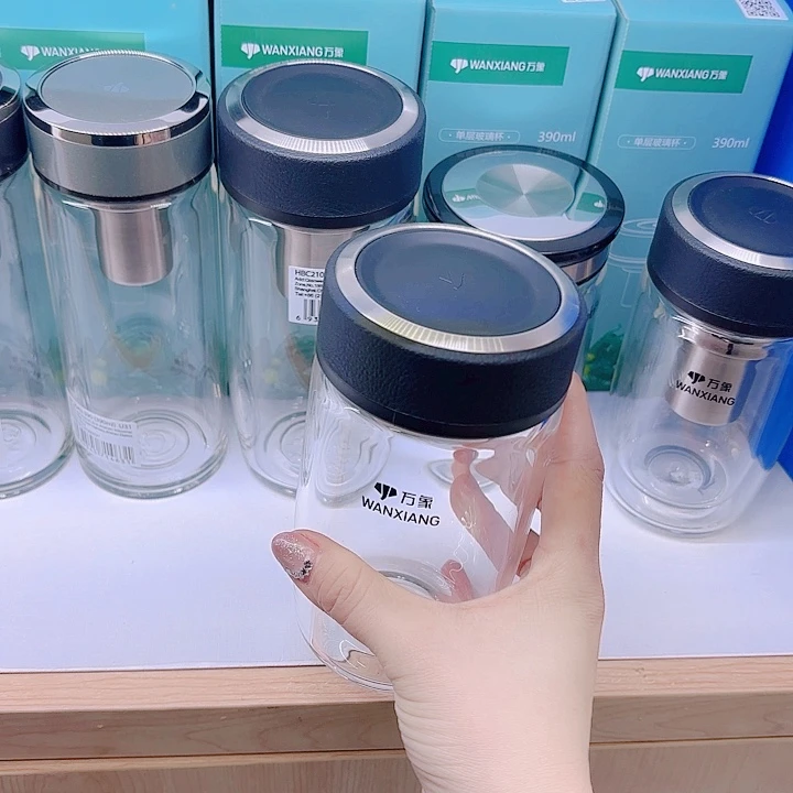 万象品牌单层玻璃杯鹅蛋皮纹510毫升