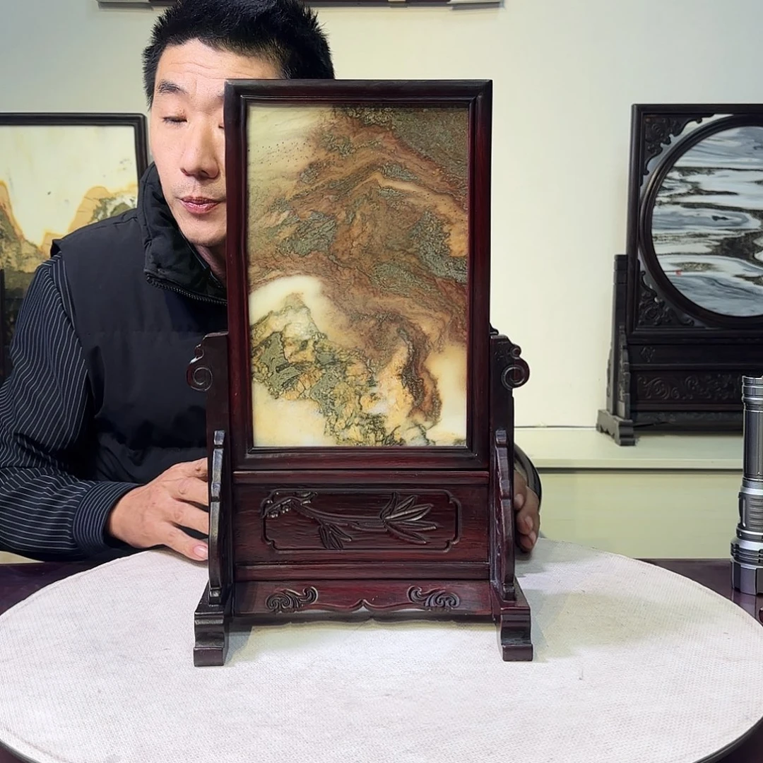 石材天然大理石画屏风25×40
