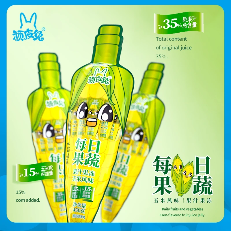 顽皮兔每日果蔬果汁果冻胡萝卜风味和玉米风味 休闲即食零食